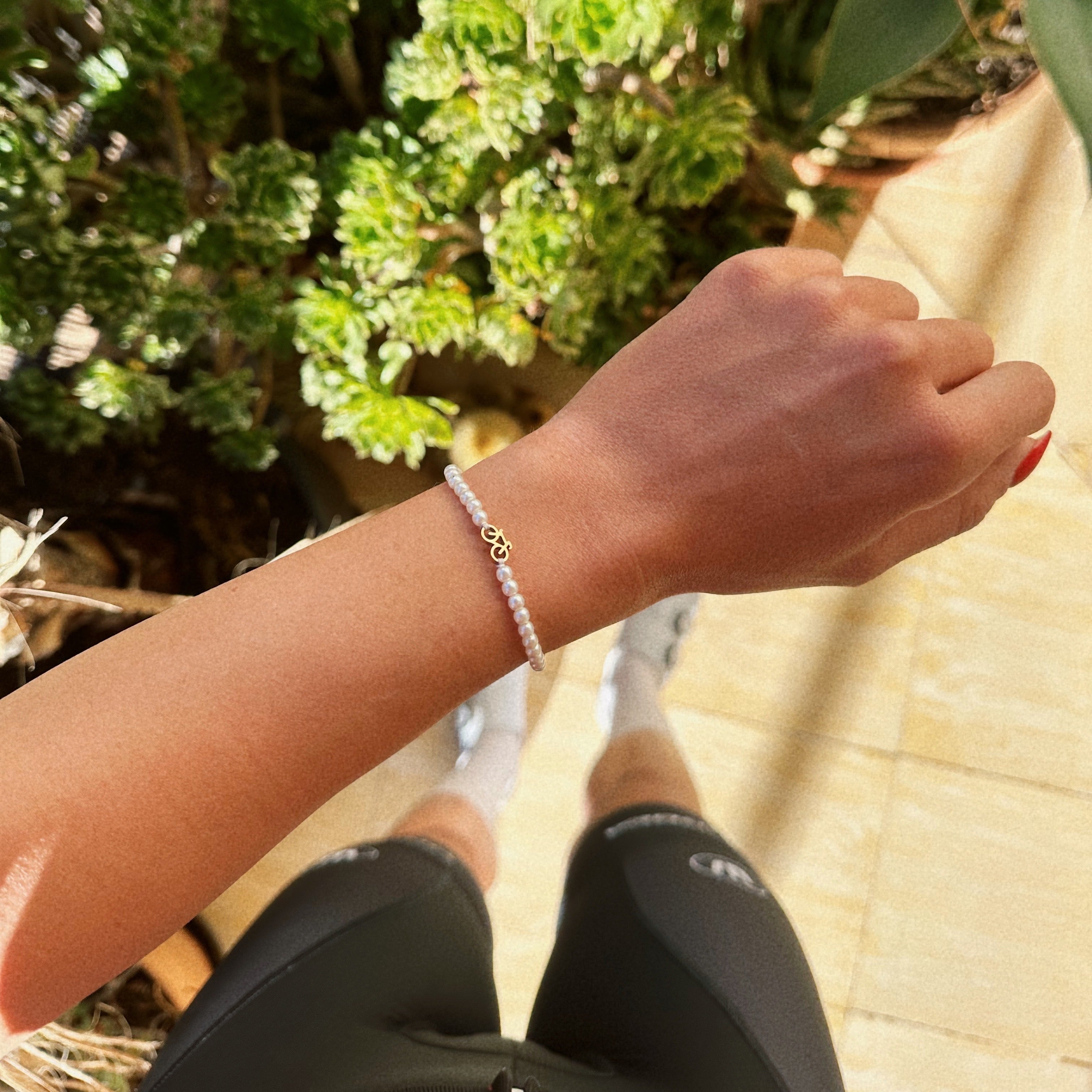 Pearl Rose Bike Chain Bracelet