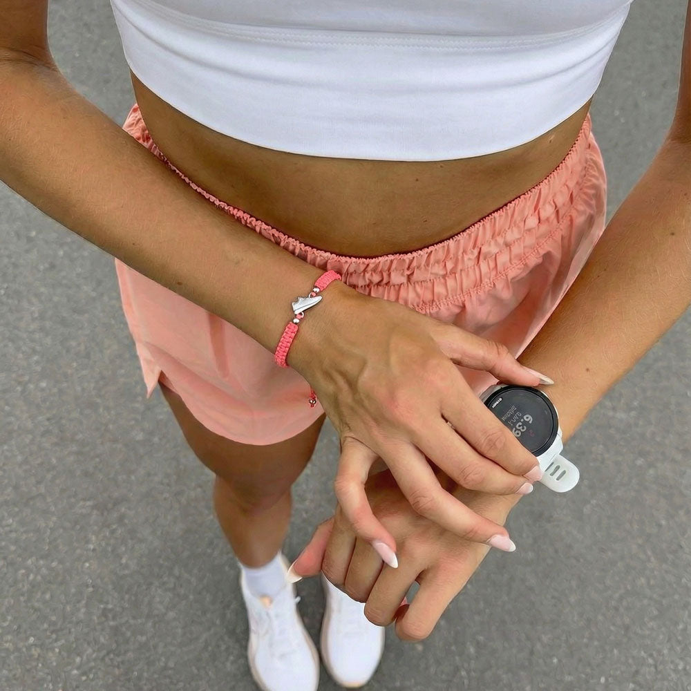 Silver Runner Neon Pink Braided Pulsera