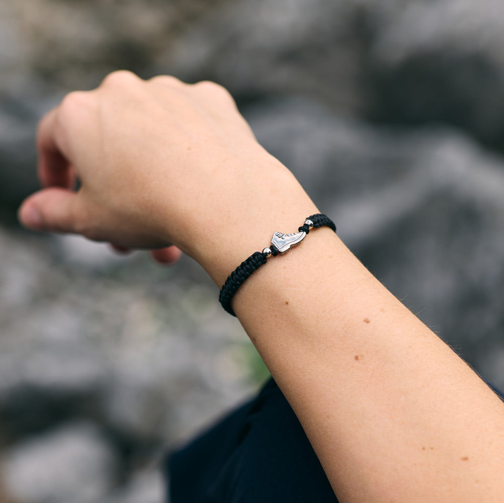 Silver Explorer Black Braided Bracelet