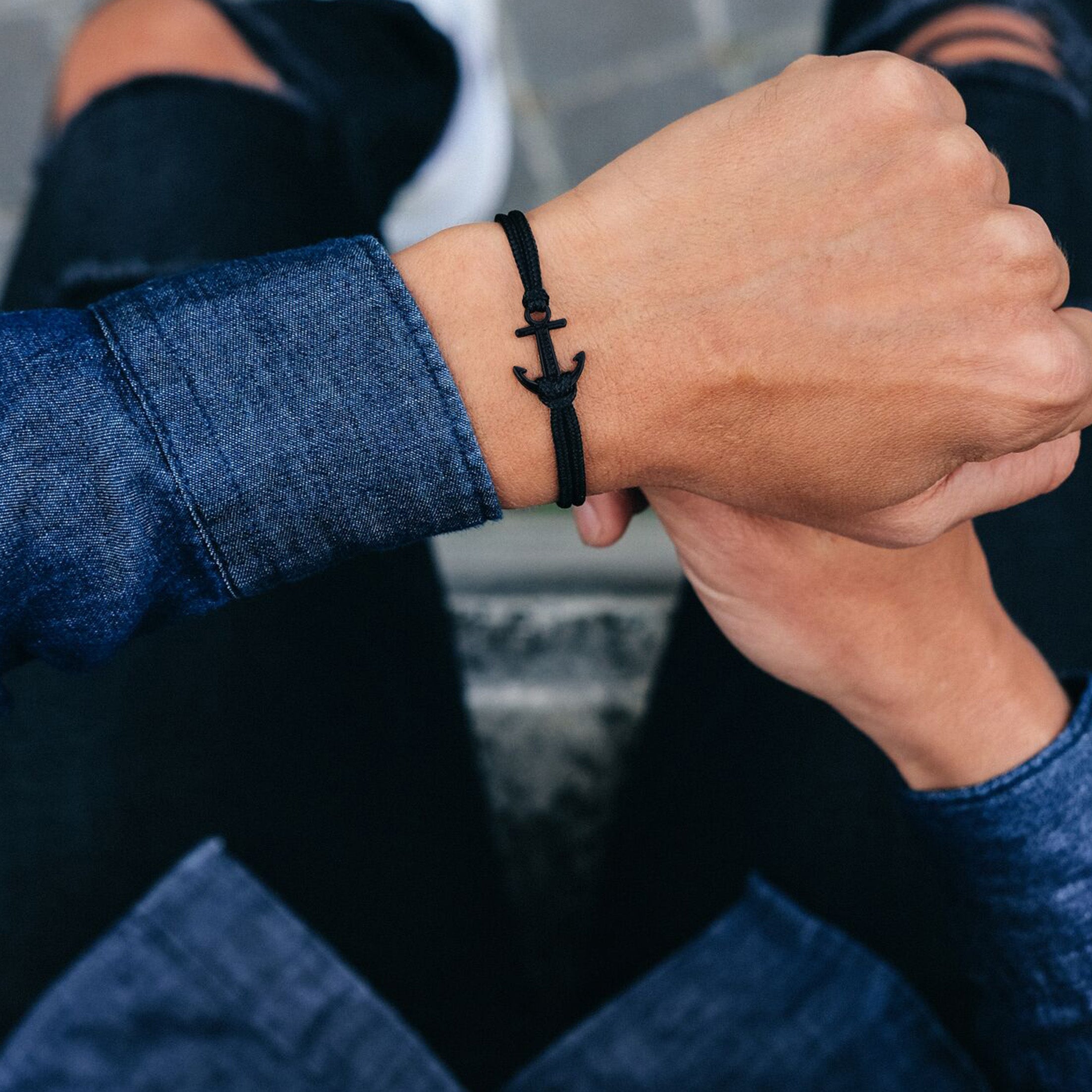 Black anchor bracelet inspiration men